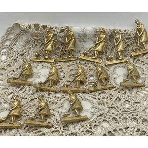 Vintage Retro Women's Golf Pin Vintage Gold Tone Wiesner Lot Of Pins Qty13